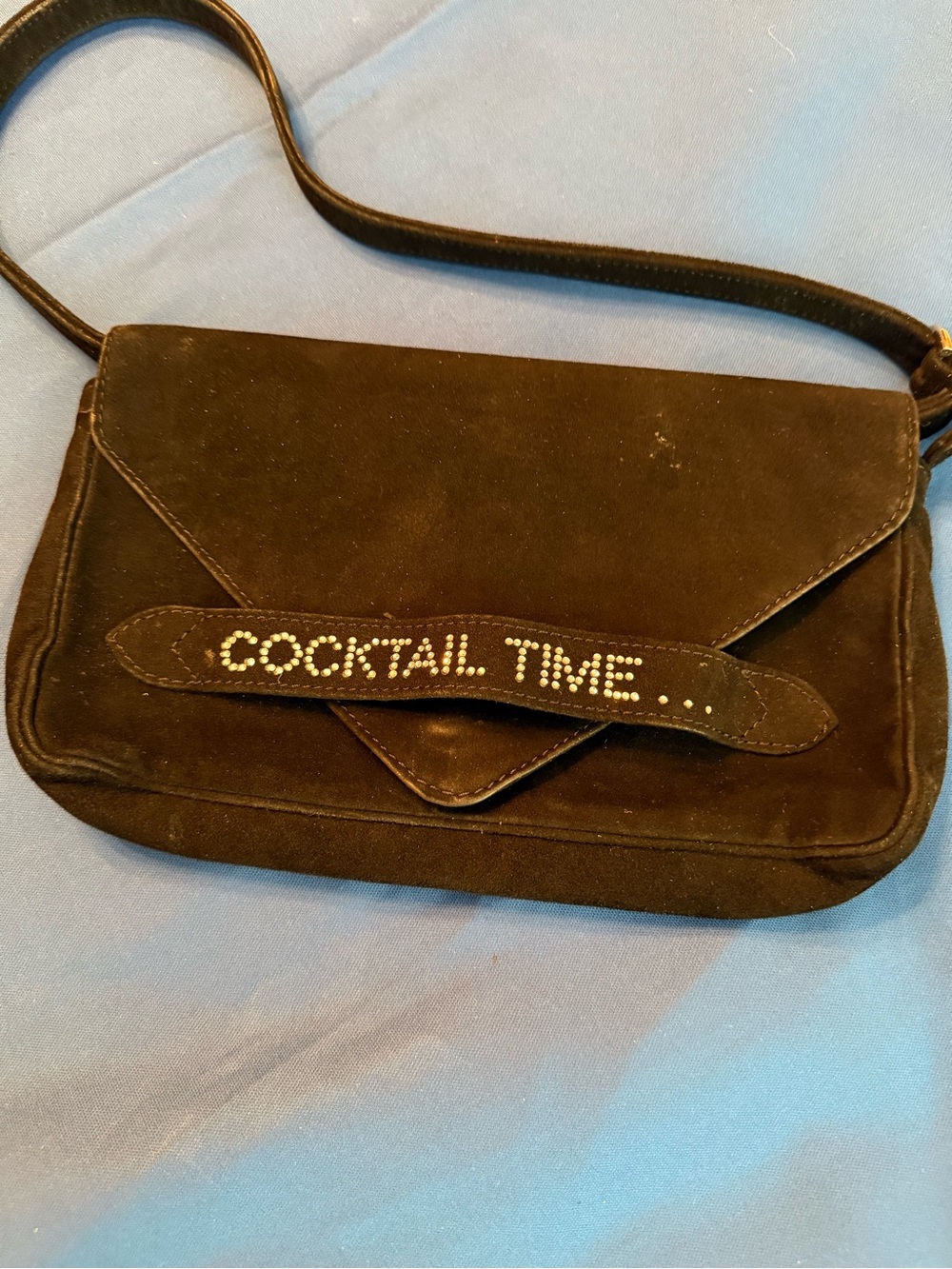 Sonia Rykiel Black Suede 'Cocktail Time' Shoulder Bag